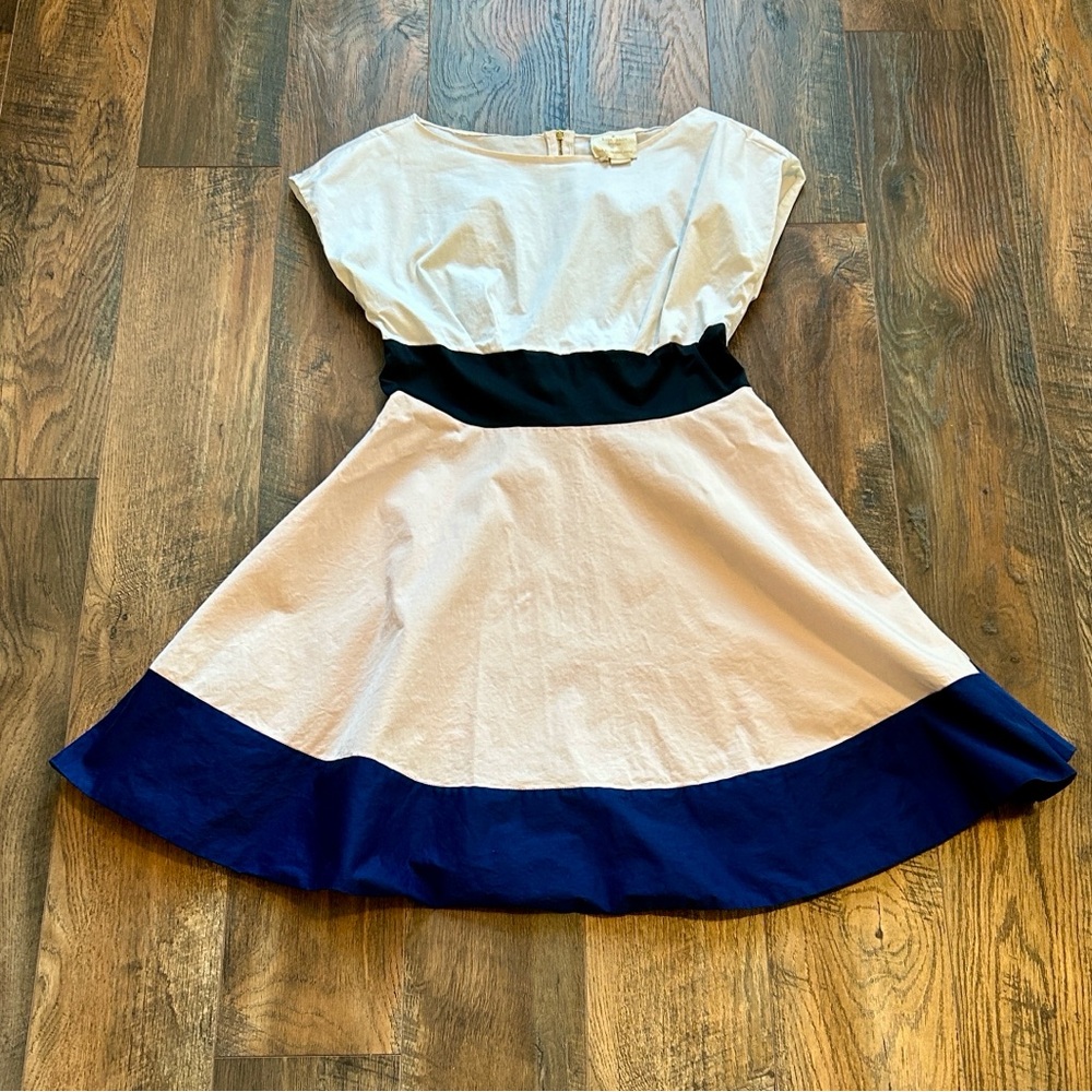 Kate Spade Fiorella Color Block Dress White, Blush, Navy Blue Black. Sz 10